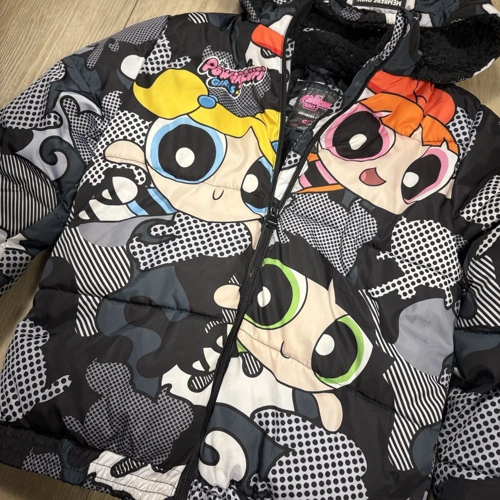 The Powerpuff Girls Members Only‎ Puffer Jacket Kids Size 14/16 Girls Full Zip